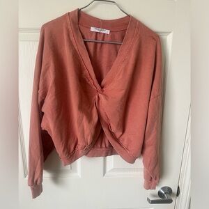 PROJECT SOCIAL T Dark Salmon V-Neck Wrap Sweater